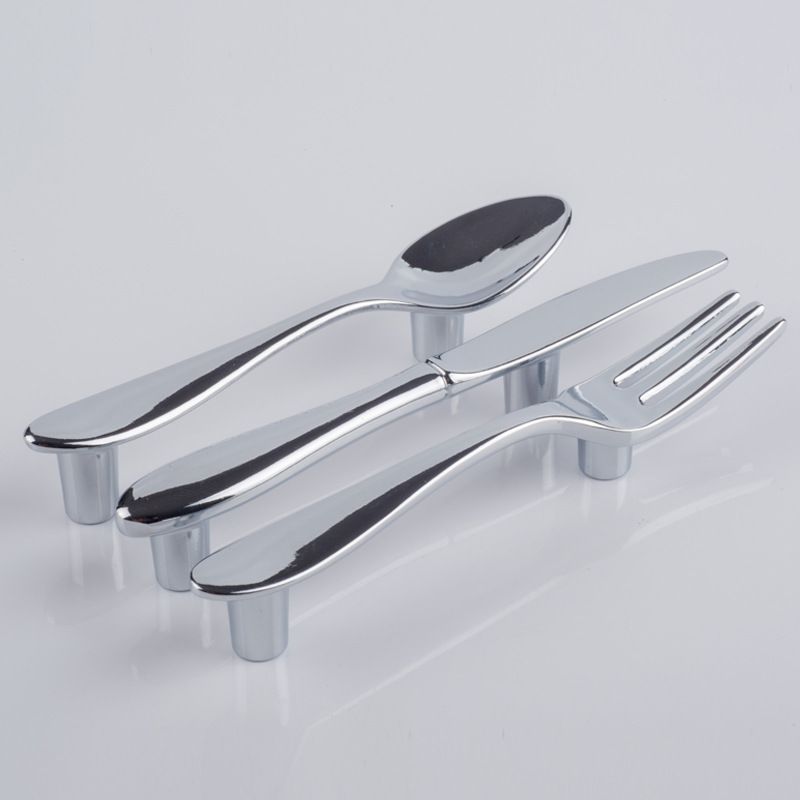 3pcs Silver Funny Cutlery Cabinet Pulls Handles Hole Center Vintage Kitchen Knife Spoon Fork Cupboard Pulls Handles — image 5