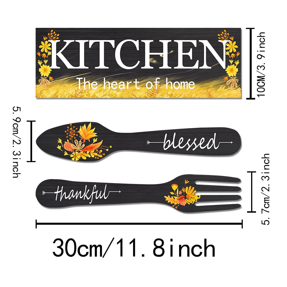 3 Pieces Sunflower Kitchen Decor Spring Decorations Blessed Thankful Wooden Hanging Sign Sunflower Gifts Wall Art Decor Farmhouse Summer Home Decor for Kitchen — image 4