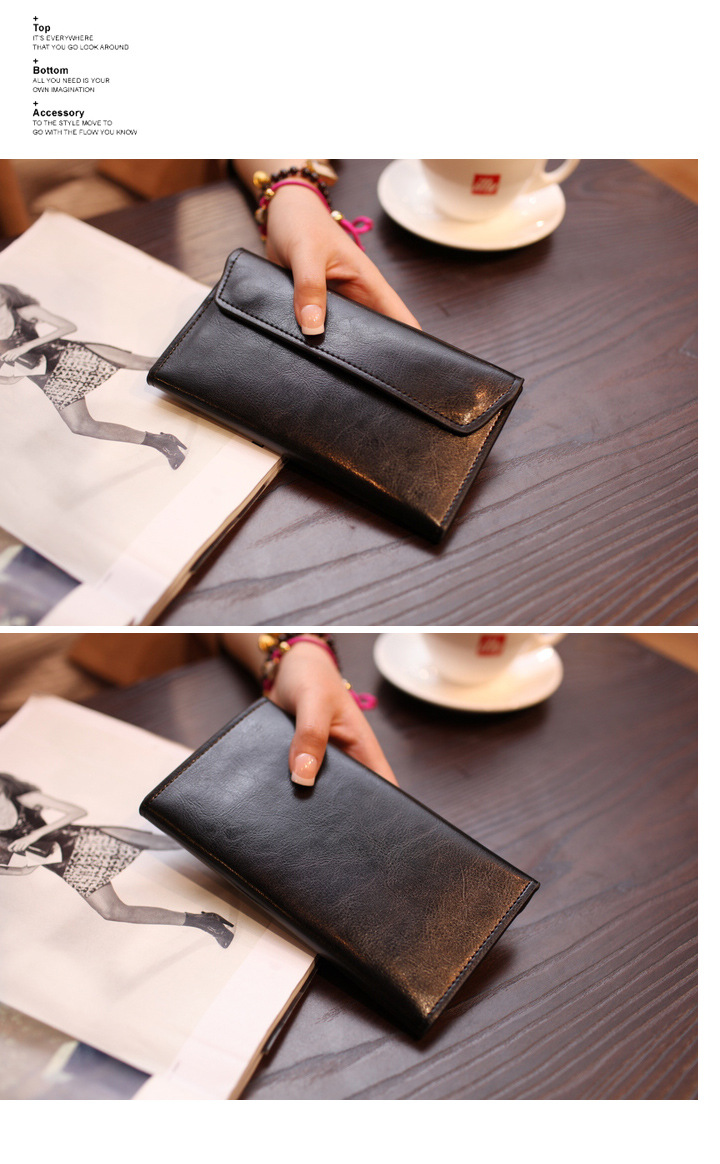 Silver Women's Genuine Leather Long Wallet - Slim Business Clutch with Snap Closure, Multi-Card Holder — image 4