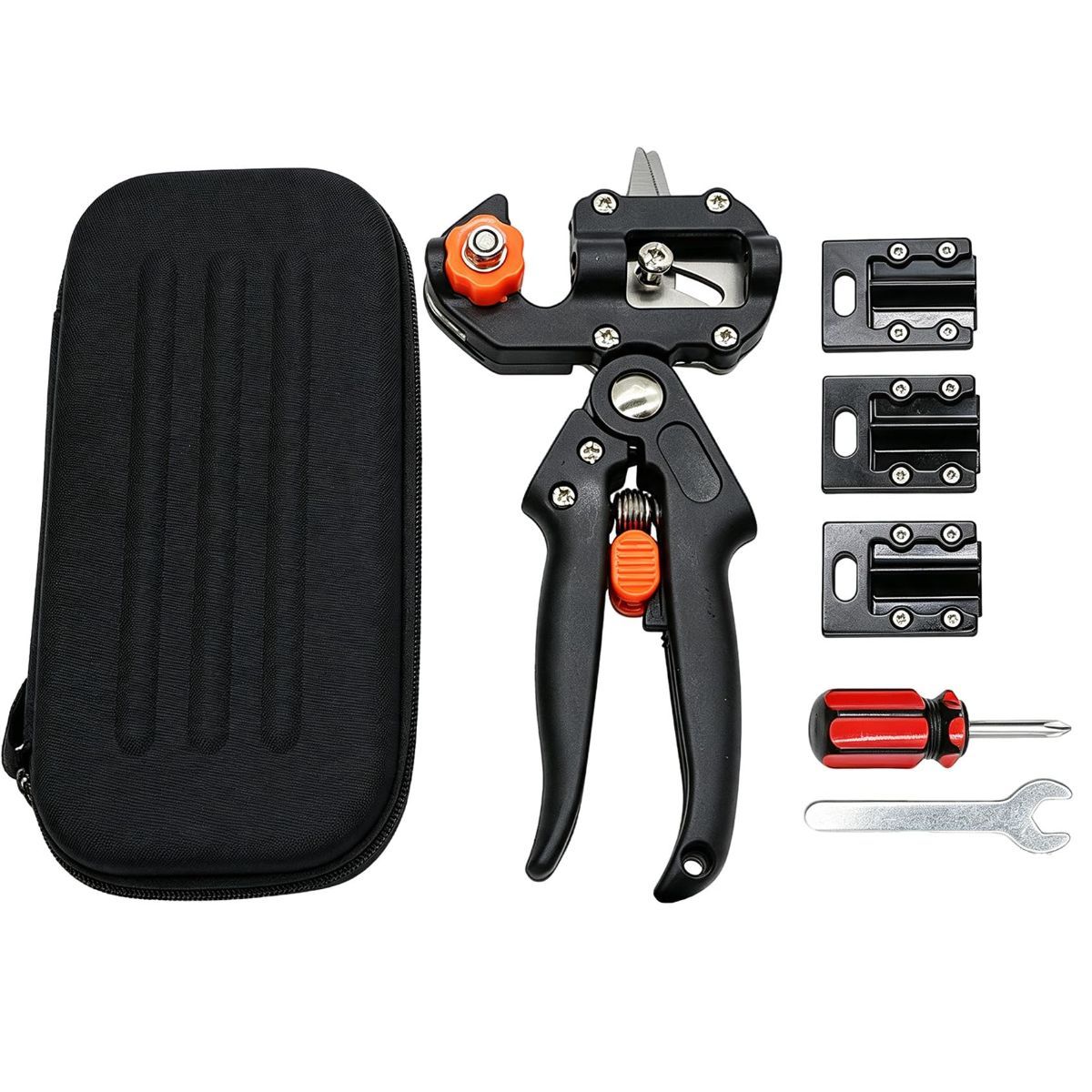 Garden Grafting Tool Kits, 2 in 1 Pruning Tools for Yard, 1PCS | Heavy-duty carbon steel & ABS, 3 replaceable Omega/U/V blades, screwdriver & wrench, for rose