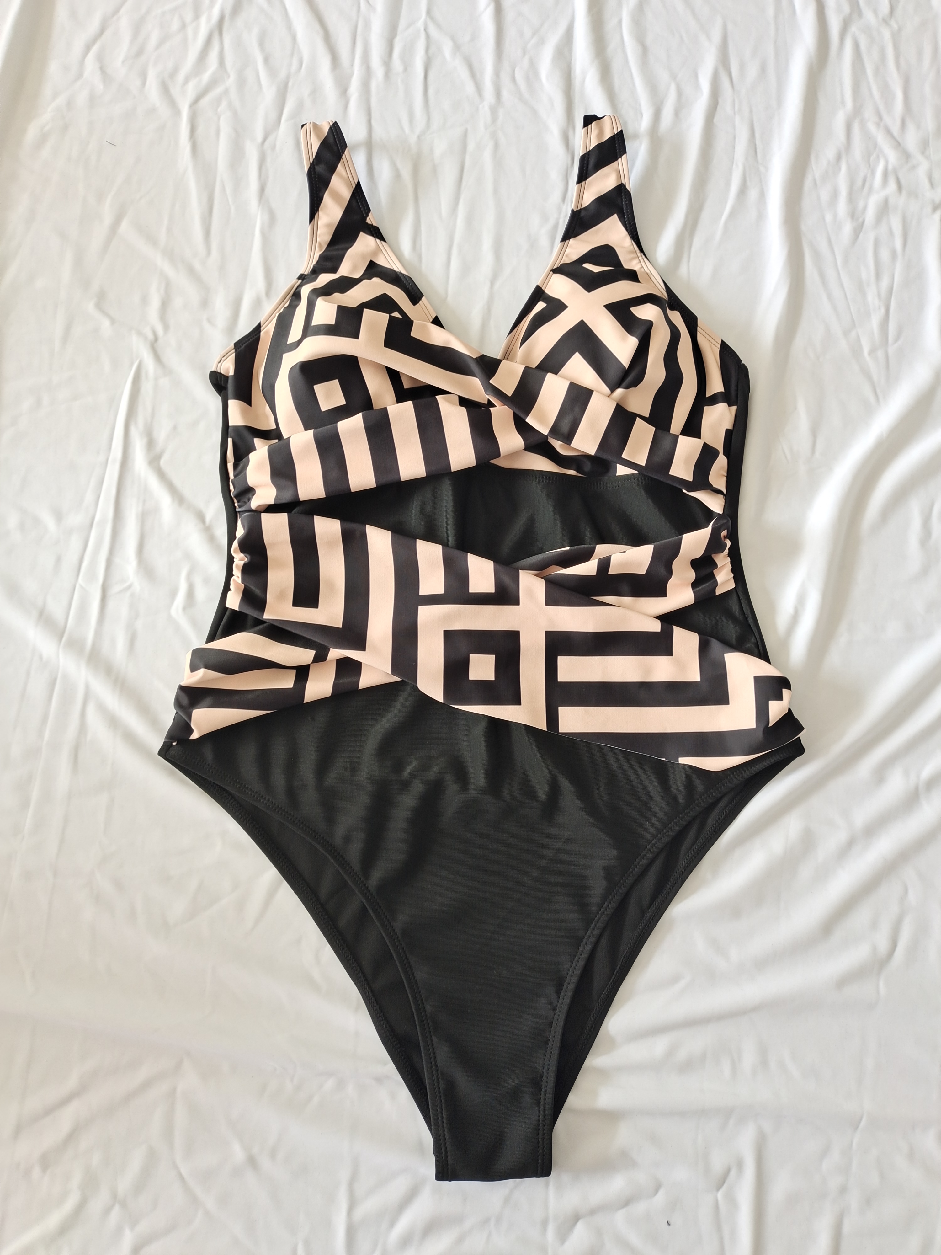 Plus Size One-Piece Deep V-Neck Swimsuit with Waist Tie Design Size 1XL โ image 3