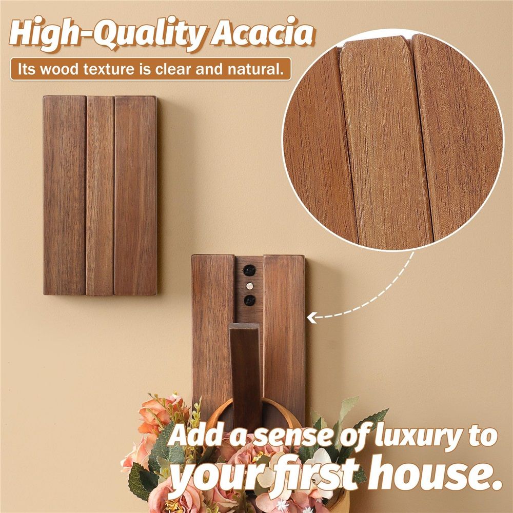 Foldable Wall Hooks 2Pack: Rustic Wooden Coat Hooks Mounted for Heavy Duty Hanging Hats Bags Beach Towels, Space Saving Minimalist Design for — image 3