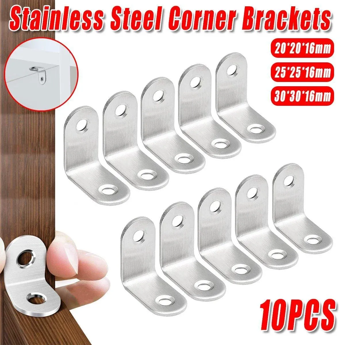10pcs 90-degree L Type Angle Brackets Right Angle Fixed Support Furniture Connector - 25*25*16mm โ image 2