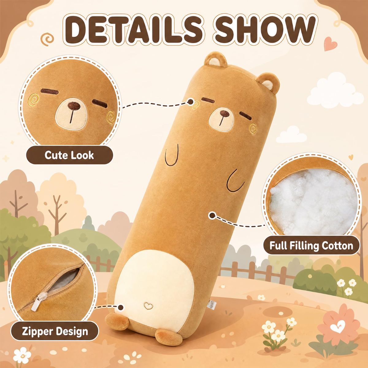 Long-Shaped Pillow Plush Pillow Hugging Pillow Soft Pillow Sleeping Pillow Gift - Green - Size 39in — image 3