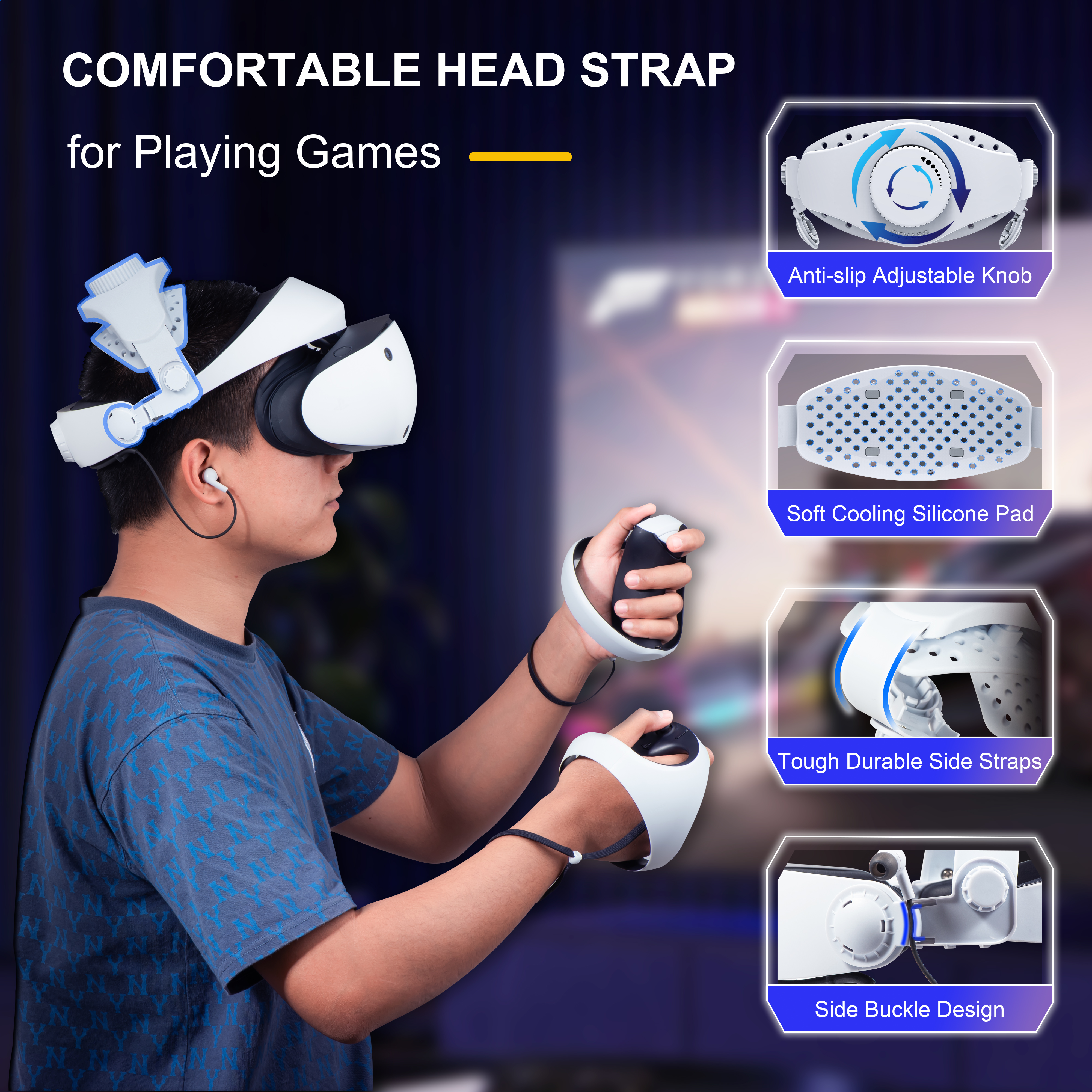 DEVASO Adjustable Head Strap for Playstation VR2, Reduced Pressure Lightweight — image 5