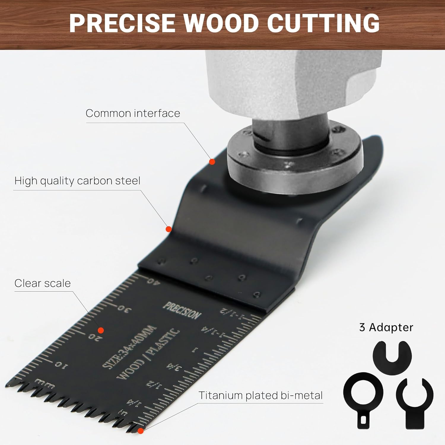159 PCS Oscillating Saw Blades with Sandpaper, Universal Titanium Multitool Blades for Wood/Plastics/Metal, Quick Release Multi Tool Kits Compatible — image 4