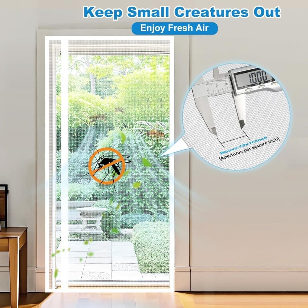 80 × 210 cm Magnetic Mosquito Net Door Self-Adhesive Side Opening Curtain Removable Durable Insect Fly and Cat Proof, White — image 3