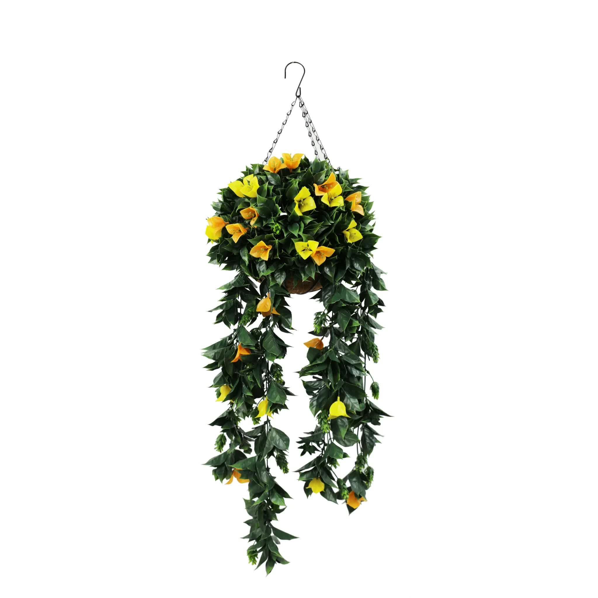 Artificial Hanging Basket Orange and Yellow Bouganvillea 30cm x 80cm Long UV Resistant — image 5