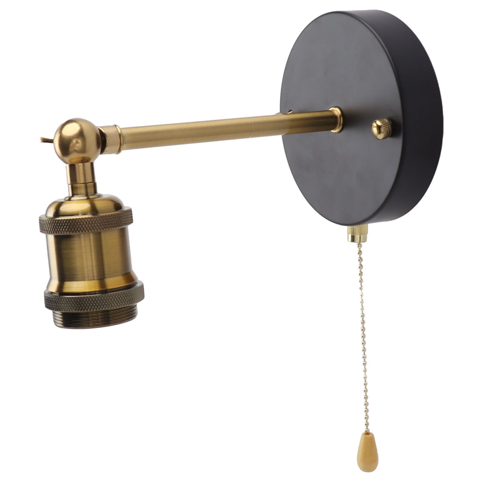 Retro Wall Sconce E27 E26 Iron Adjustable Vintage Wall Mounted Lamp Lighting Fixture Set with Switch for Bedroom Living Room Bar 85‑265V Gold — image 5