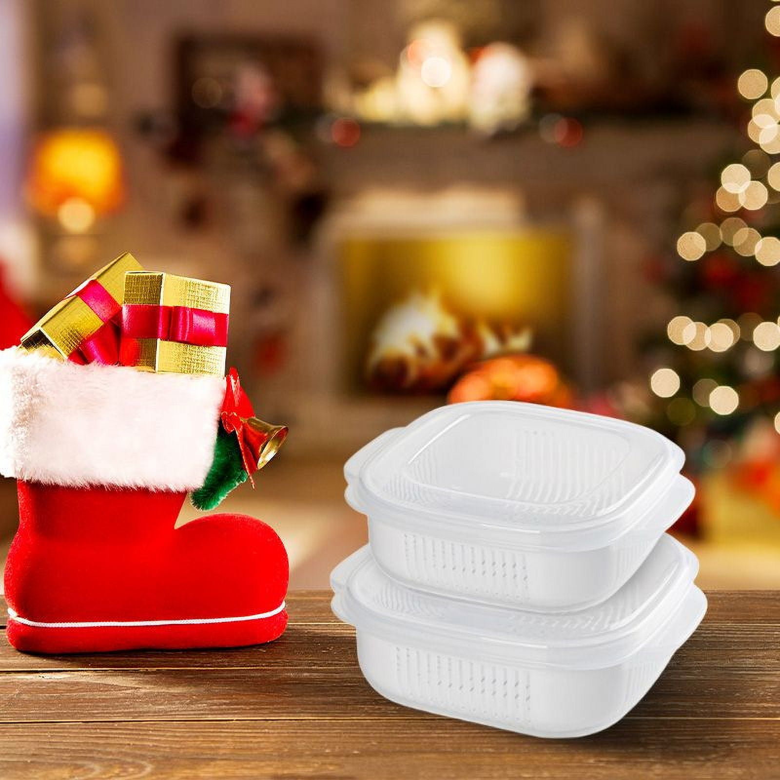 2 Pieces Microwave Steamer Bowls with Lids, Microwave Safe Plastic Food Containers for Vegetables, Noodles, 15 x 13 x 5 cm — image 6