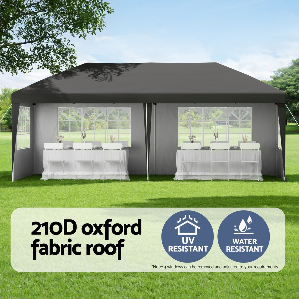 Instahut Gazebo 3x6m Pop Up Marquee Wedding Party Outdoor Camping Canopy Grey — image 4