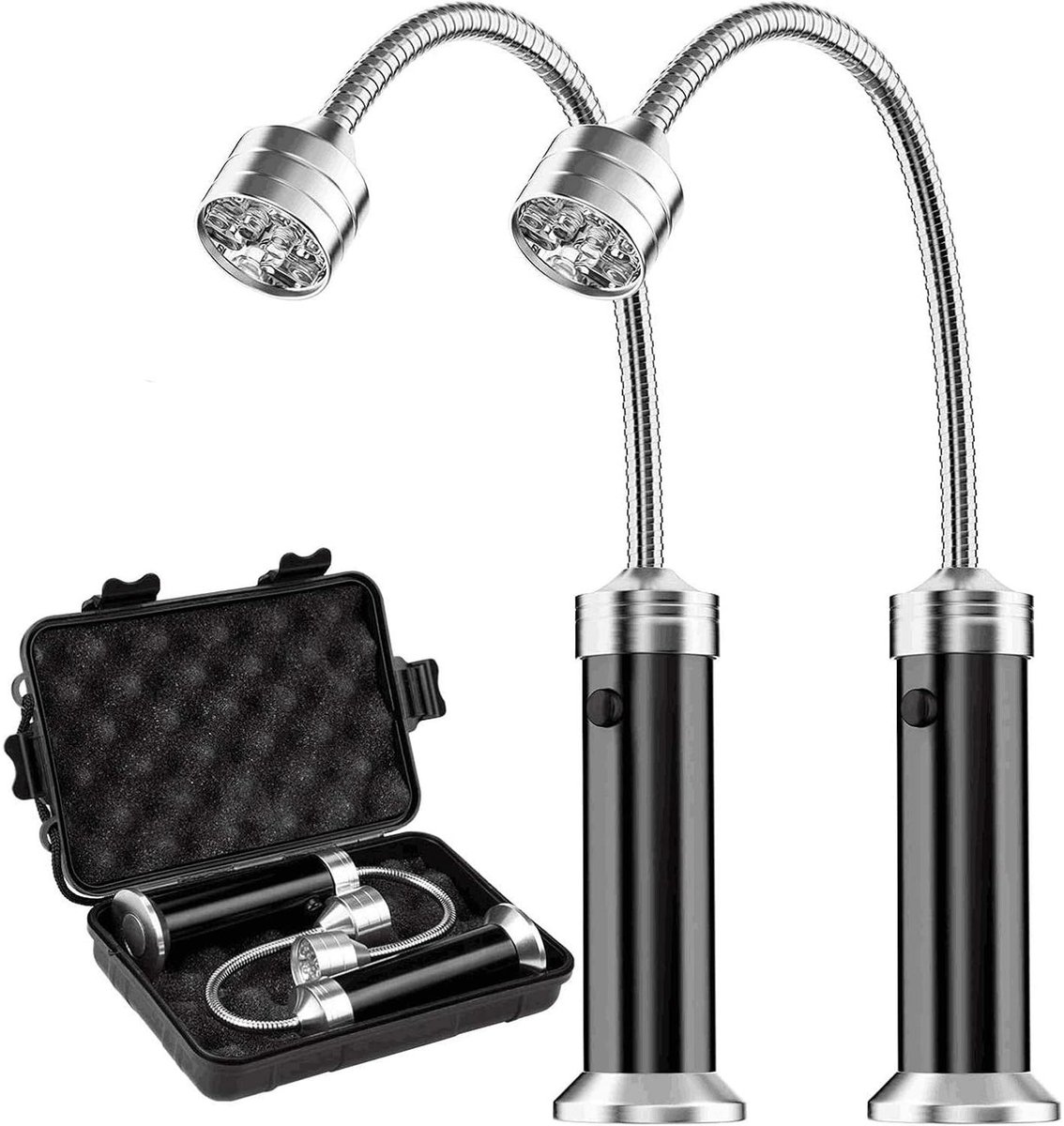BBQ lamp - Magnetic base - Super bright LED BBQ lamp - 360° rotatable neck, waterproof and heat-resistant - Suitable for camping and car repairs - 2 pcs