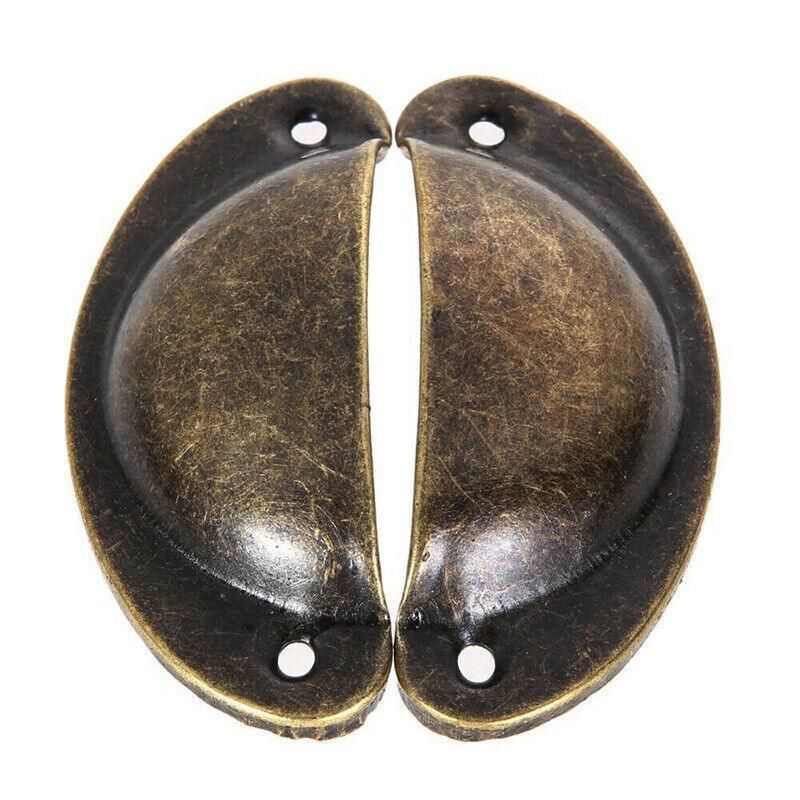 6X Cupboard Door Cabinet Cup Drawer Furniture Retro Antique Pull Shell Handle - Red Bronze — image 3