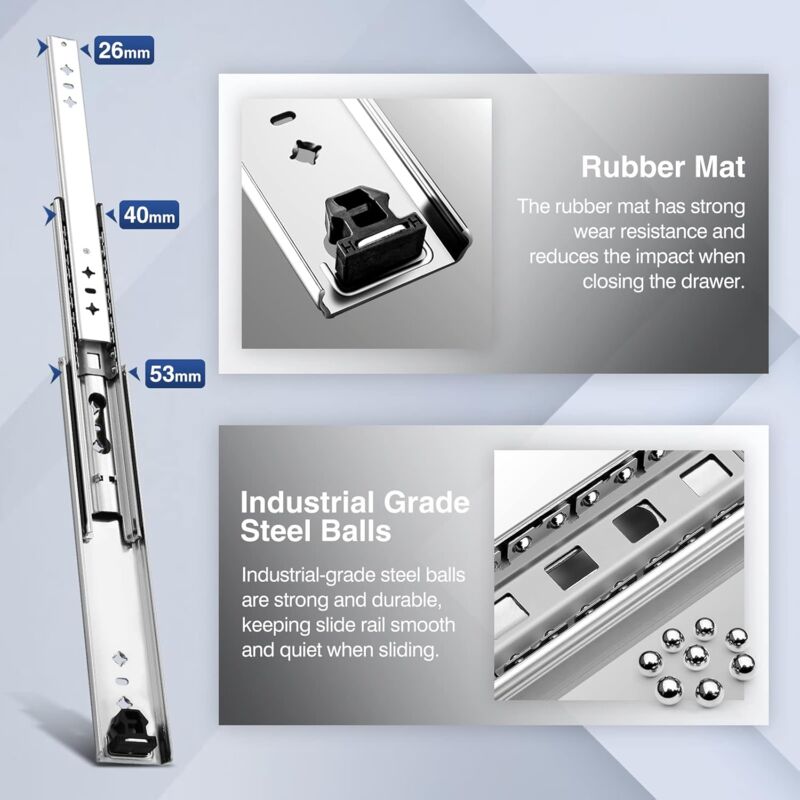 Heavy Duty Drawer Slide With DAmper Drawer Slide 120Kg Load Capacity Ball Bearing 1 Pair (30Cm) โ image 4