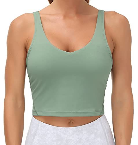 Women's Crop Tank Sports Bra for Yoga, Running, Gym Workouts & Low-Impact Activities, XL (Jade) — image 3