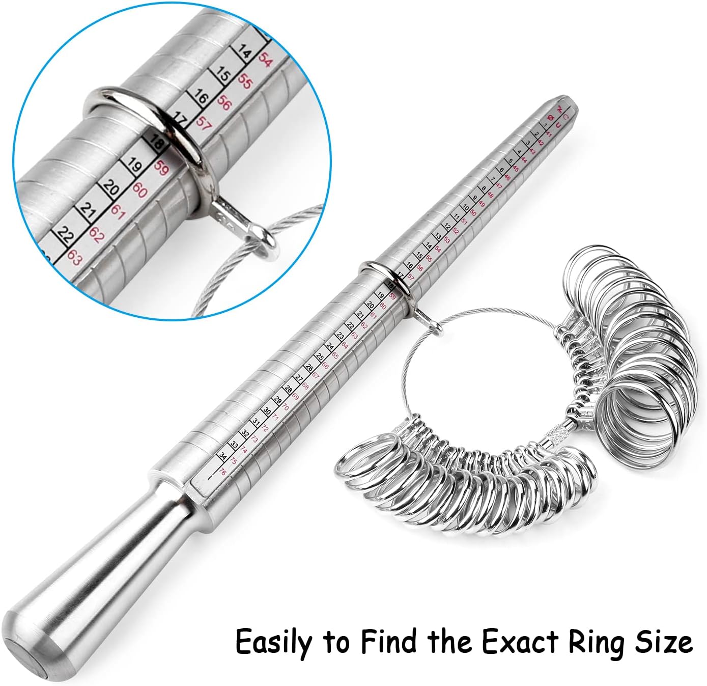 Ring Sizer Tool Including Ring Mandrel & Ring Sizer Guage, 4 Sizes Ring Measurement Stick Metal Mandrel & Finger Sizing Measuring Tool Set for Jewelry Making — image 3