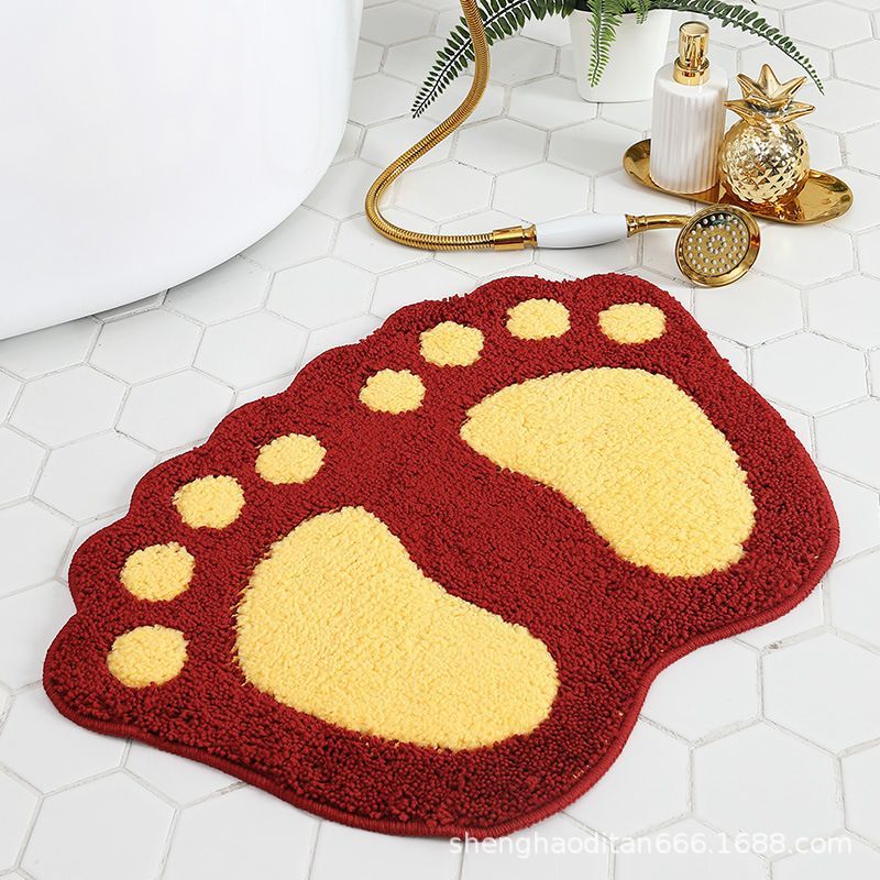 Faux Wool Bathroom Mat Super Absorbent Mat Paw Shaped Mat Non Slip Mat Machine - Pink - Size 40-60cm — image 3