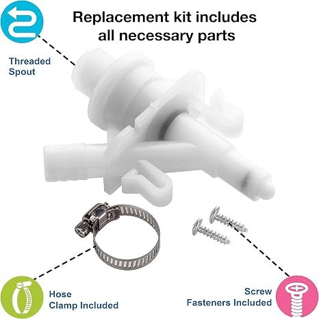 RV Toilet Water Valve Replacement Kit, Compatible with Sealand Dometic 300/301/310/320 Series, Full Hardware Included — image 2