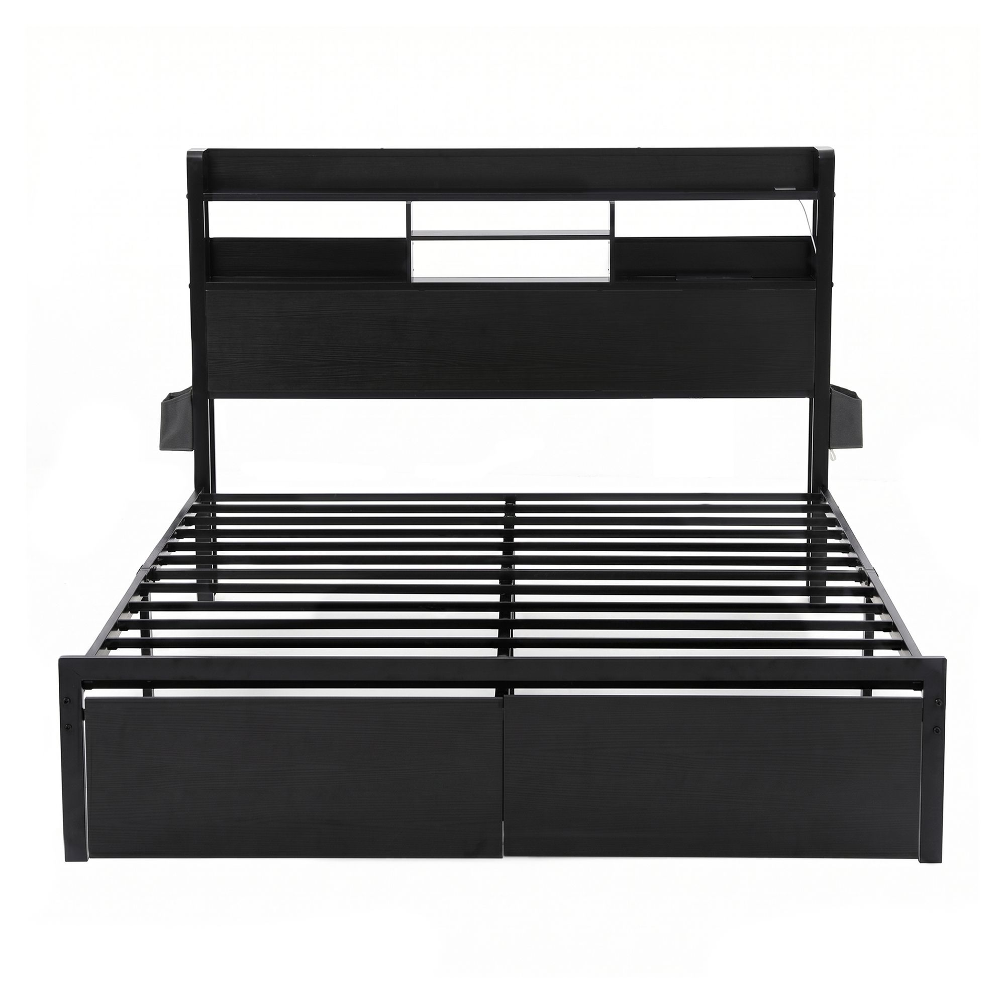 Artiss Bed Frame Double with Charging Station Storage Organizer Drawers LED ZAC โ image 4