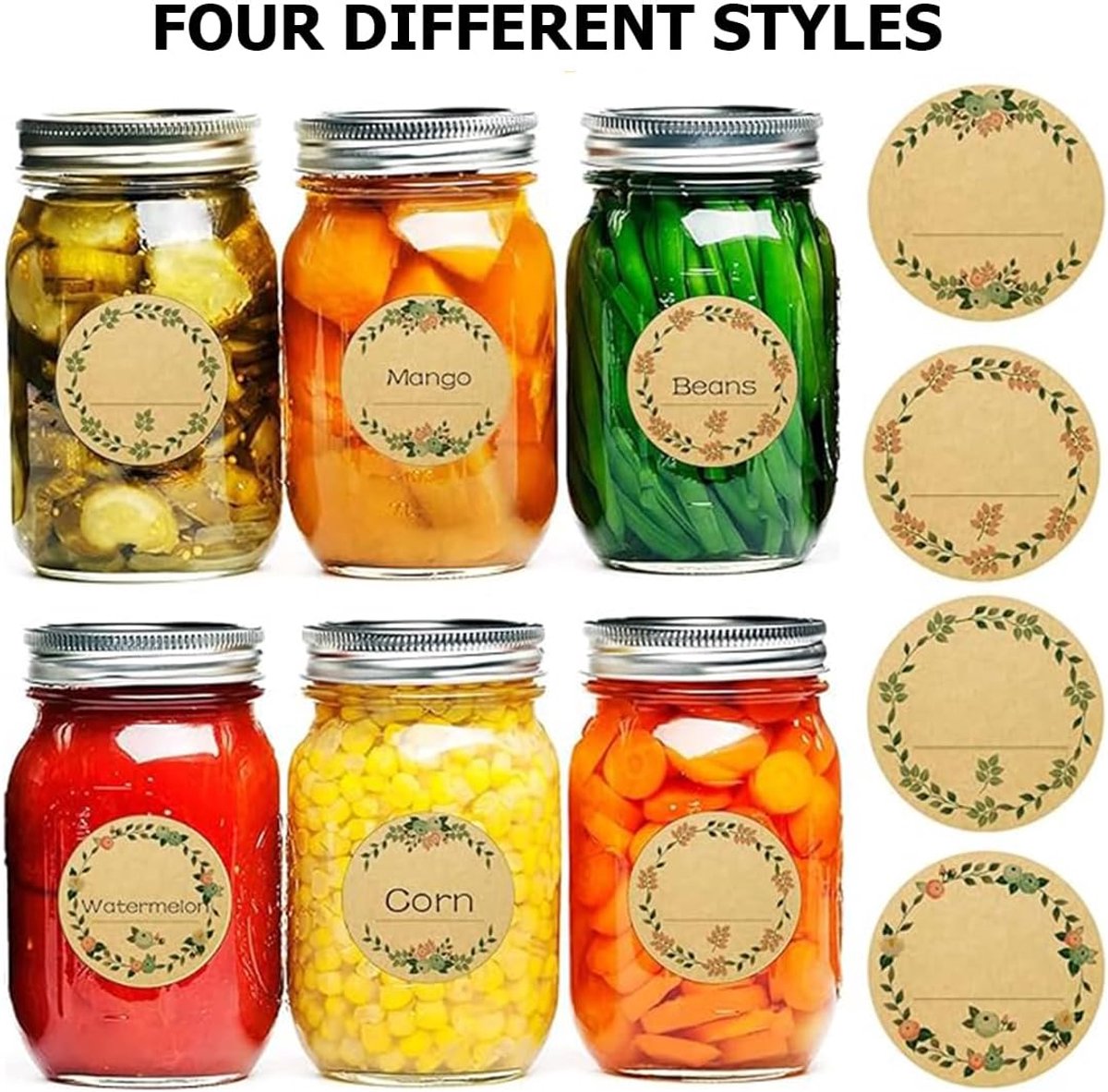 500 pieces - Labels - Jar Labels - jam labels - gift stickers - household labels - kraft paper stickers - writable - floral design - self-adhesive - for jam — image 6