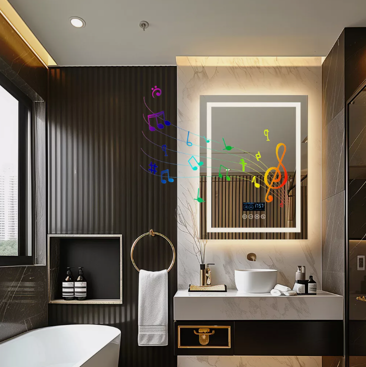 Interior Ave - 60 × 80cm Rectangle Frameless LED Bathroom Mirror – Bluetooth