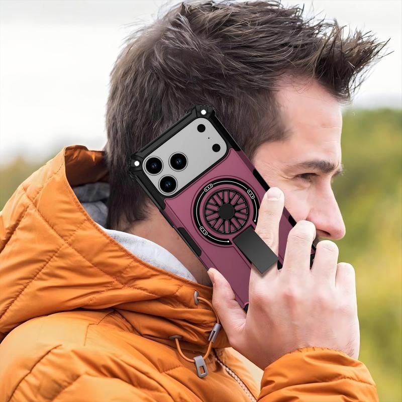 Armor Heavy Duty Magnetic Rotating Ring Kickstand Phone Case For iPhone 15 Plus, Anti-Drop Protective Cover In Purple — image 3
