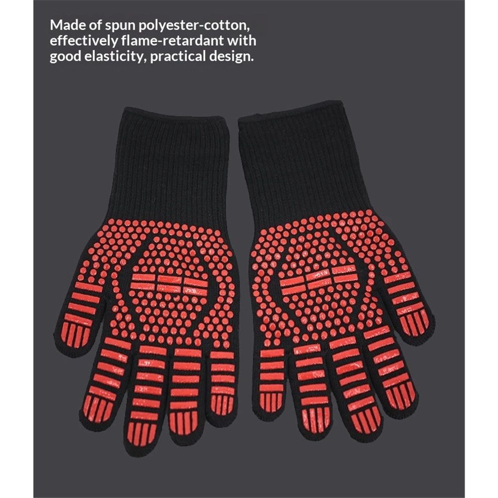 1 pair BBQ Gloves Heat and Flame Resistant Protection - Oven and Grill Gloves Hand Protection, Extended Wrist for Addtional Safety, Ideal for Outdoor Cooking — image 2