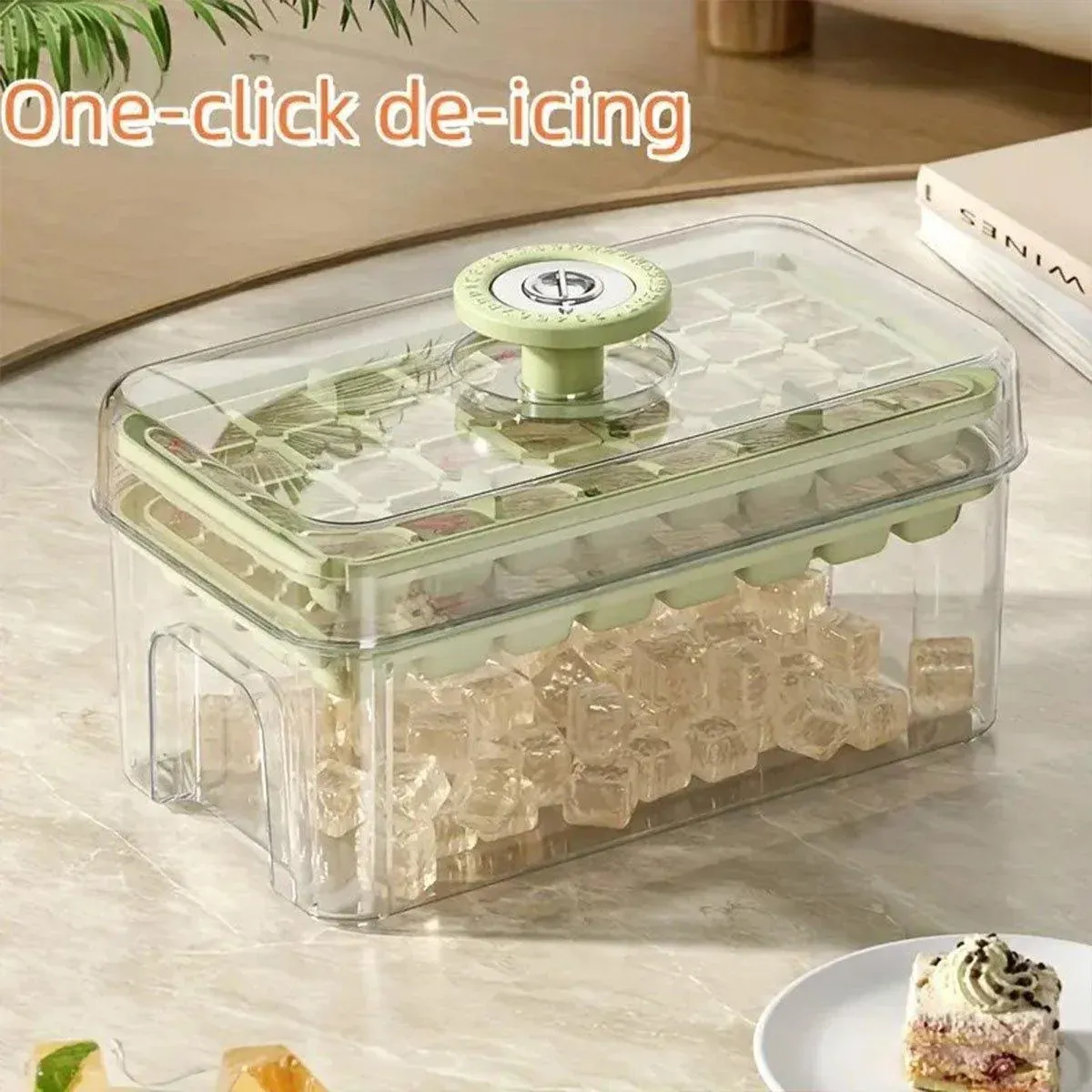 Large Capacity Food Grade Ice Cube Mold with Lid Household Ice Storage Box - Green โ image 6