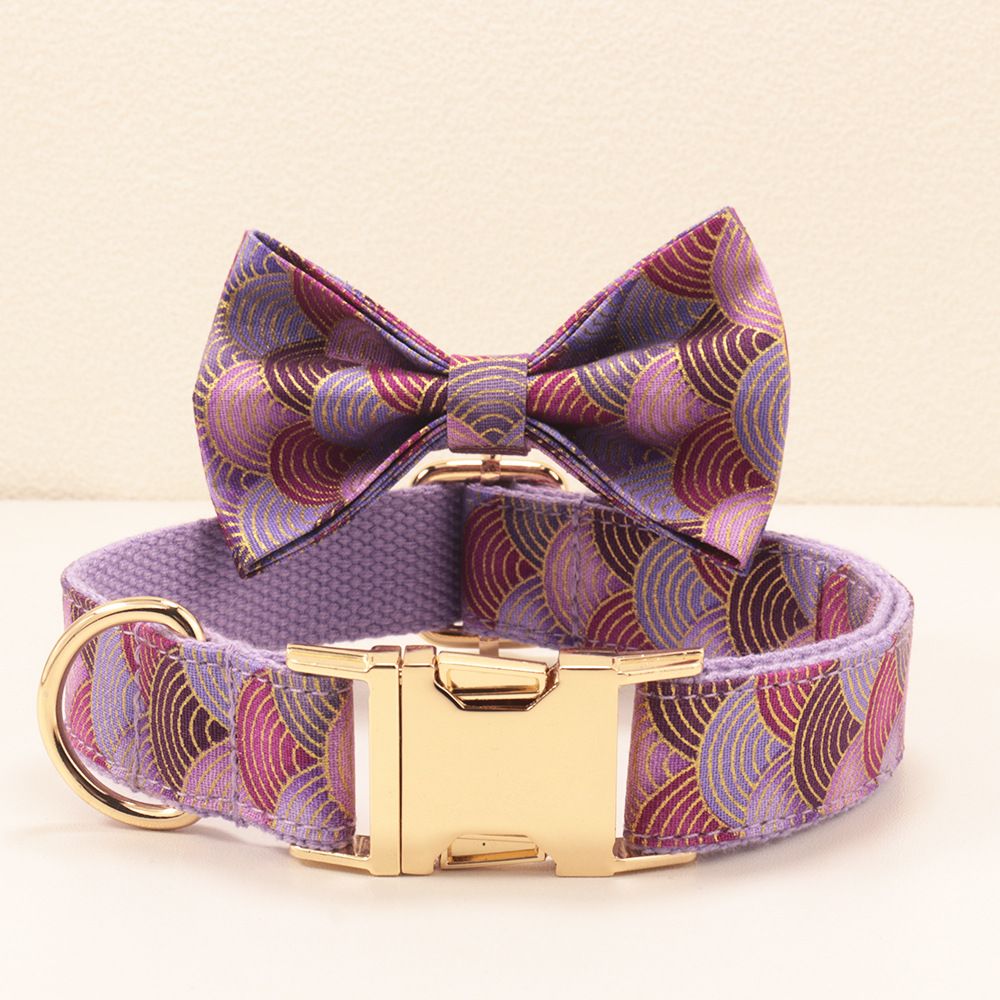 MEO GATTINO Japanese Style Purple Cloud Dog Collar and bow L 2.5(33-54cm)