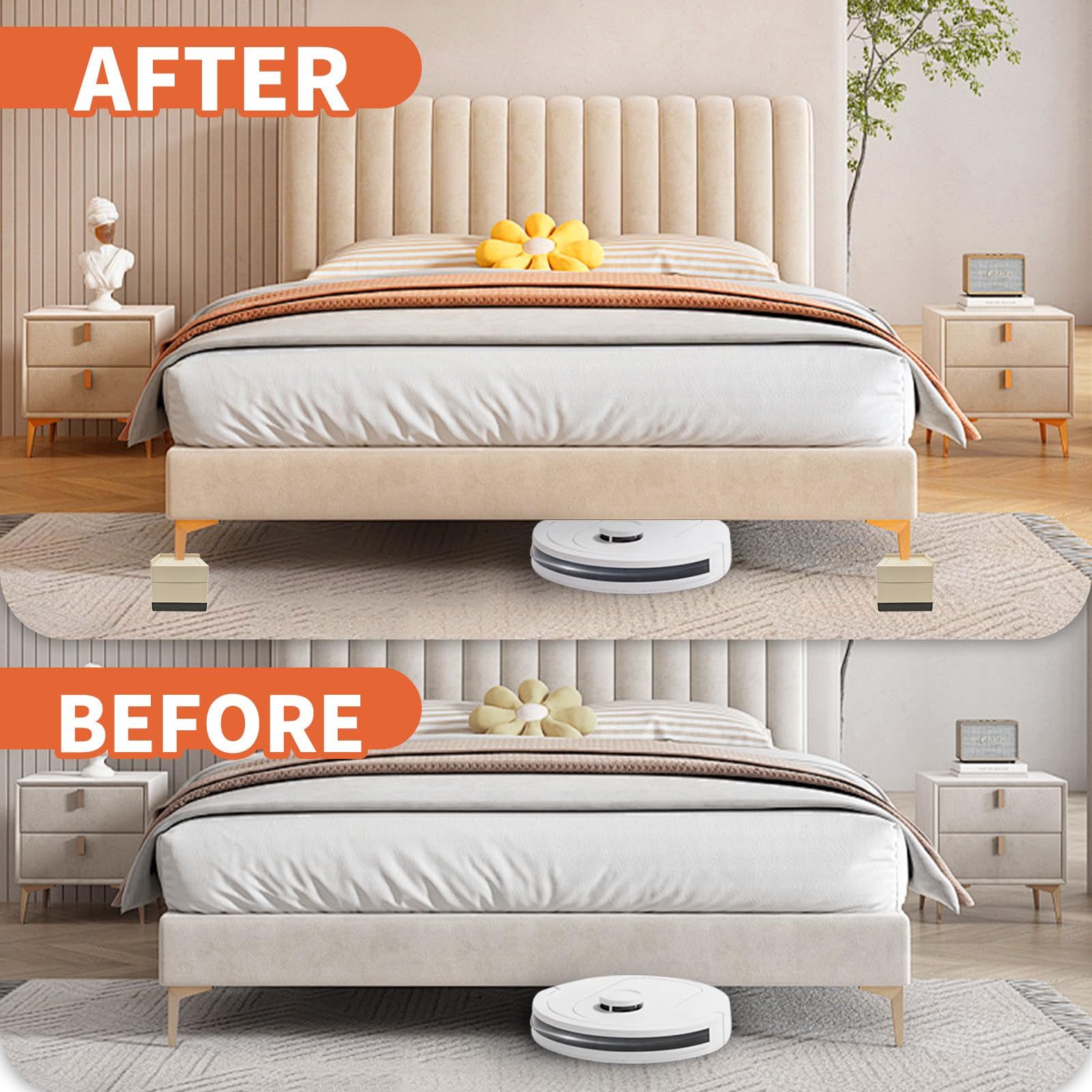 8pc Bed Lifts Risers, Heavy Duty Furniture Elevator in Heights of Raising Blocks for Bed, Couch, Desk, Sofa, Tables, Headboard Stilts โ image 3