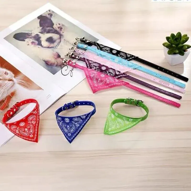 Adjustable Bandana Collar with Bell for Small Dogs and Cats Triangle Scarf Style - Blue โ image 5