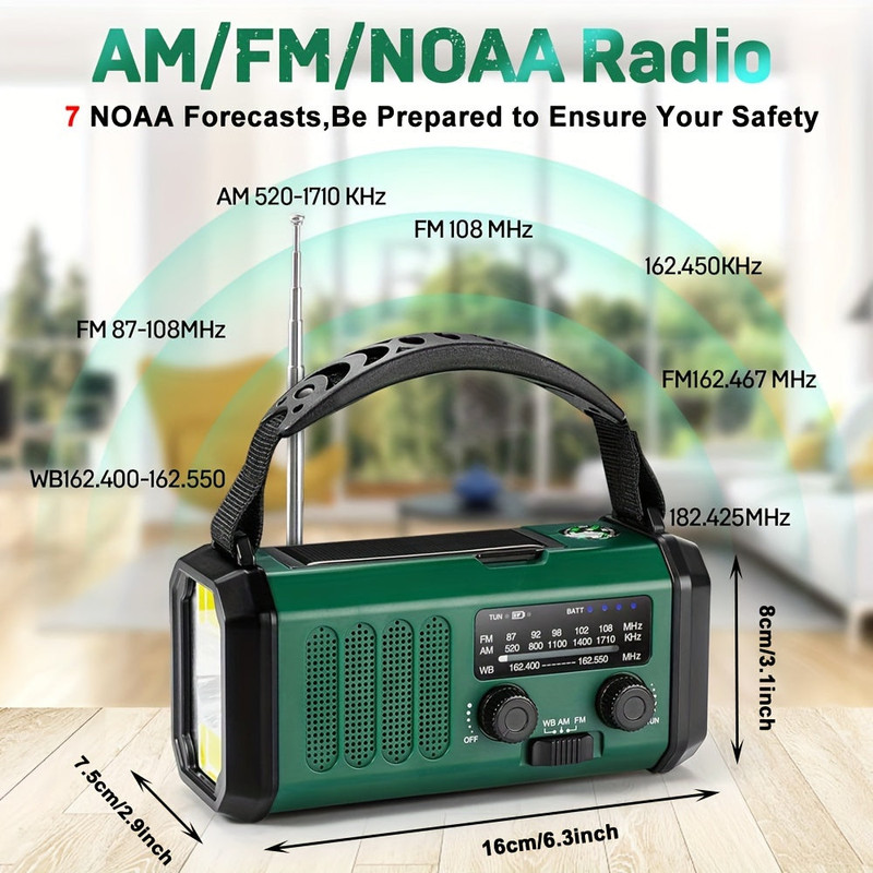10000mAh Solar-Powered Emergency Radio with Flashlight — image 6