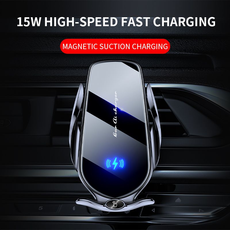 FJ22 Auto Clamping Wireless Car Charger Mount Infrared Air Vent Phone Holder,blue — image 5