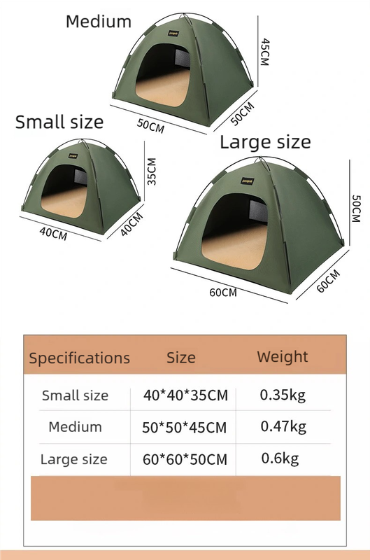 Medium Pet Tent for Cats & Dogs(Khaki) - Portable Comfort Shelter with Soft Cushion — image 4