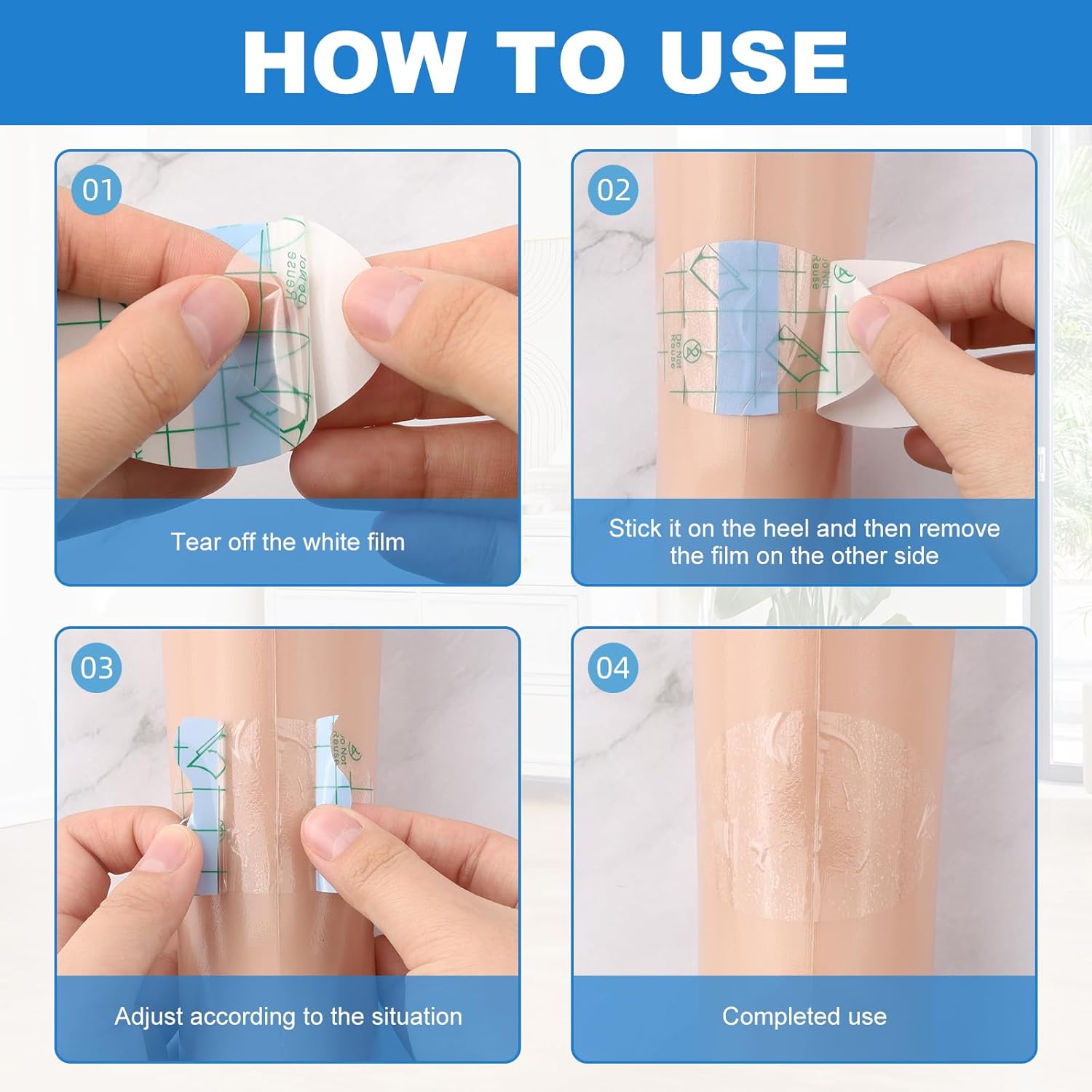 100PCS Self Adhesive Invisible Heel Anti Wear Sticker, Waterproof Transparent Thin Anti-Wear Foot Care Heel Protection Pad Stickers for Feet Heel Shoes Padding — image 3