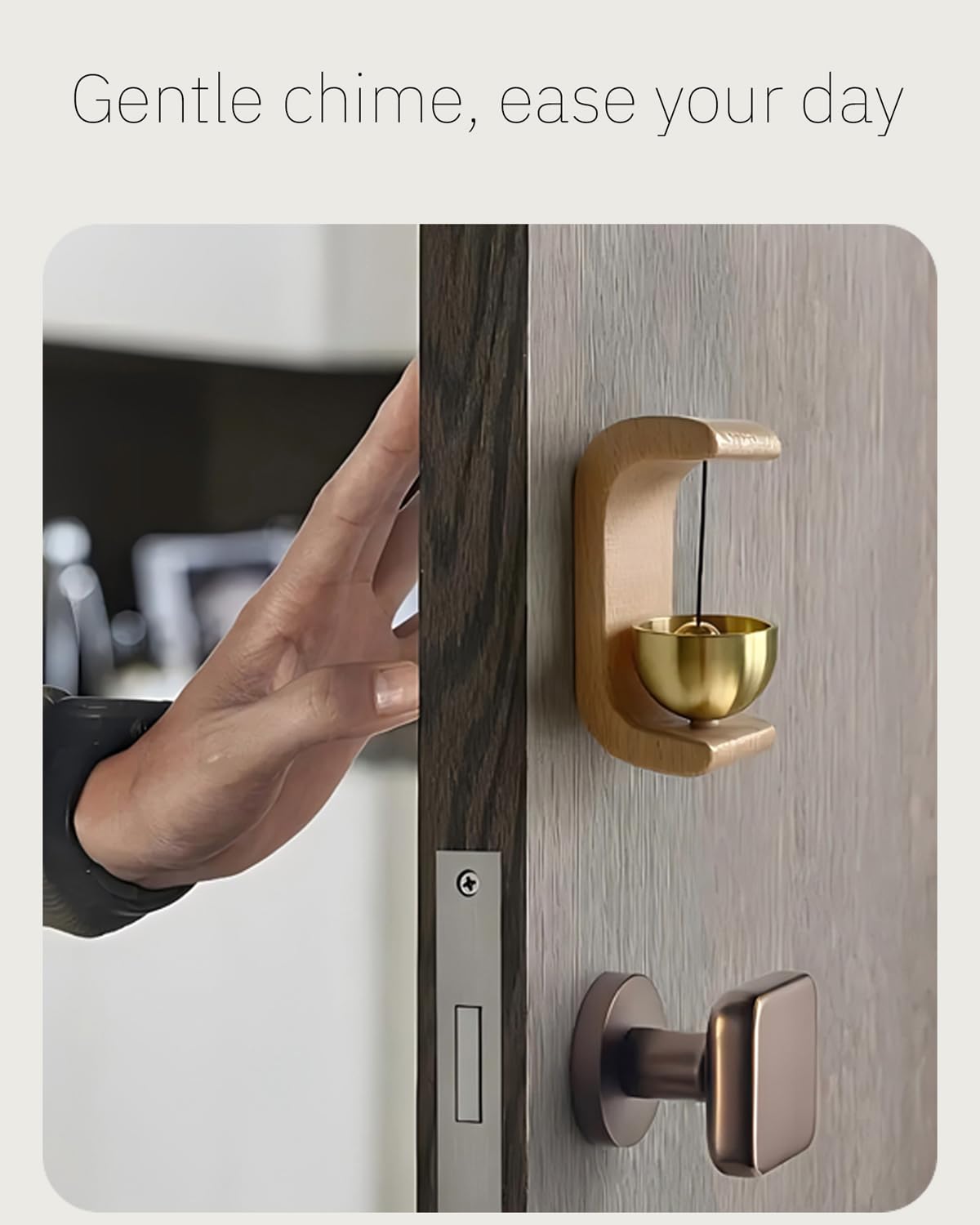 Wooden Doorbell Chime with Brass Bell, Vintage Wall Hanging Decoration for Entryways, Bedrooms, Shops and Gift Giving, Brown — image 5