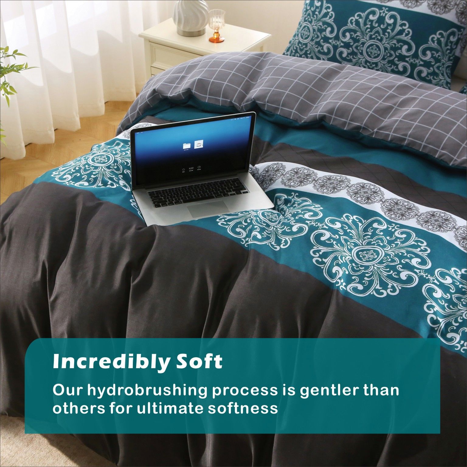 3 Piece Hotel Soft Microfiber Quilt Cover Set-2000TC Duvet/Donna Cover Set & Pillowcases -1 Quilt Cover Zipper Closure & 1 x Pillowcases-Breathable Bedding — image 5