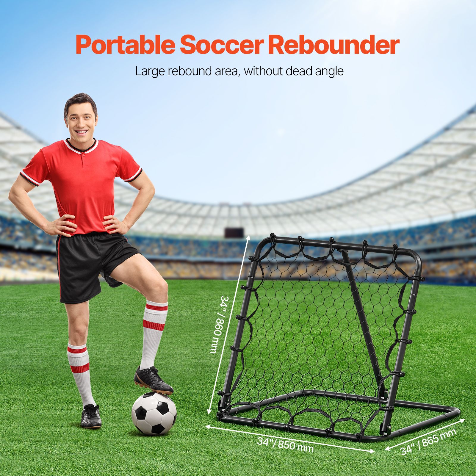 34"x34" Soccer Rebounder Net Kick-Back Portable Football Training Gifts โ image 2