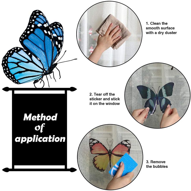 Colorful Butterfly Window Clings Double-Sided Anti-Collision Window Decals to Prevent Bird Strikes on Window Glass Non-Adhesive — image 5