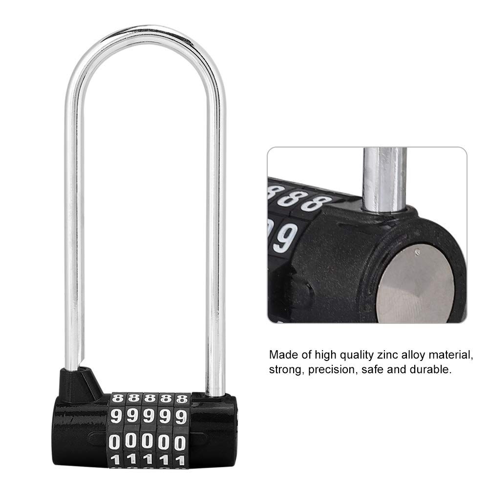 5 Digit Combination Alloy Padlock,U-shape security Code Lock Extra Long Cabinet Door Padlock Locker Lock, Re-settable Combo Lock โ image 3