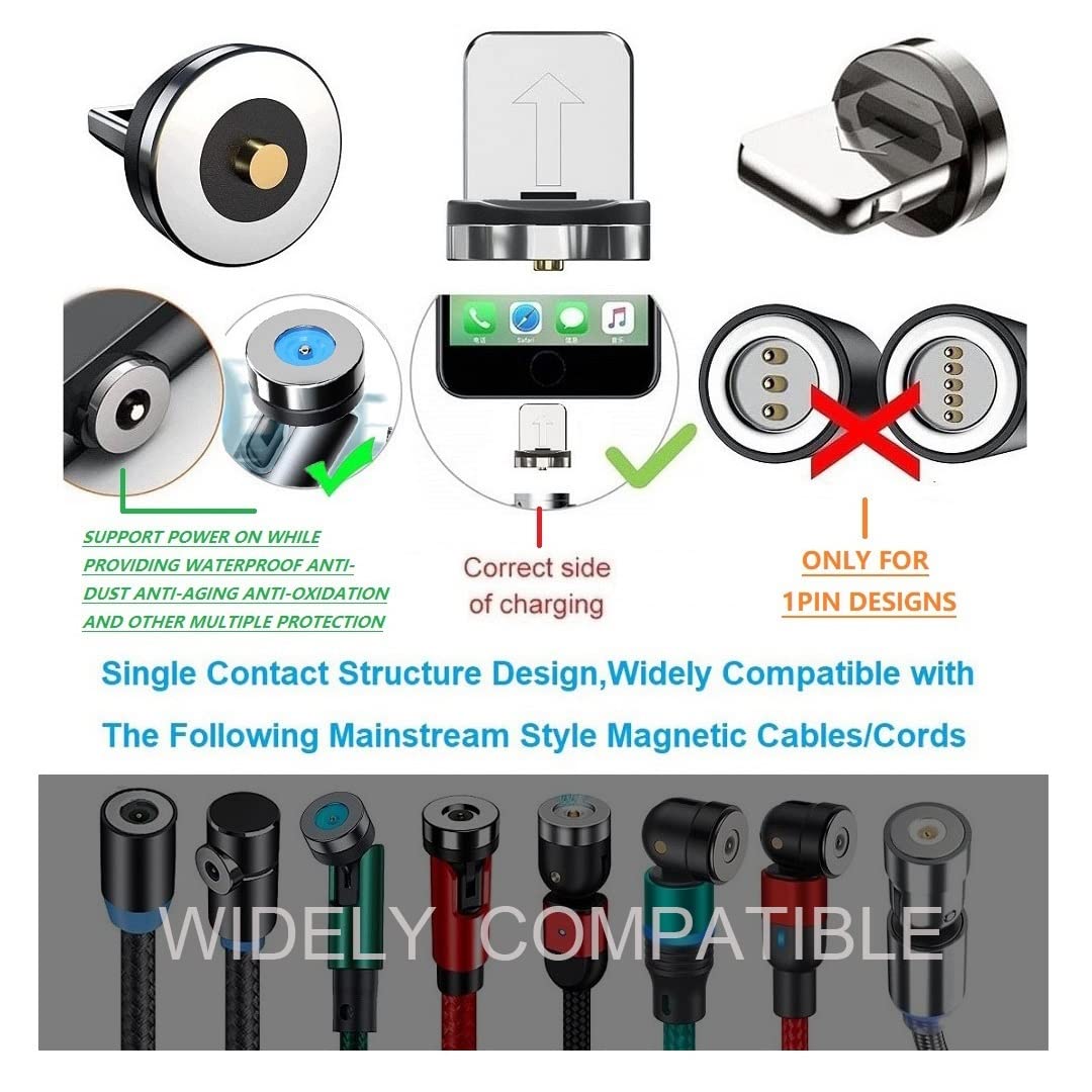 Magnetic Charging Tips lPhone 10pcs,1Pin 360° Rotate Connector Adapters for iOS-Lightlng Ports Series,Just Plugs to Charging/Water-dustproof/antioxidant — image 4