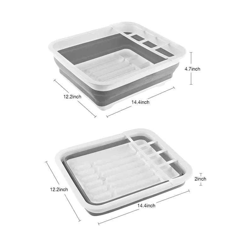 Foldable Dish Rack, gray plastic draining tray for kitchen and camping, 36.5 cm — image 2