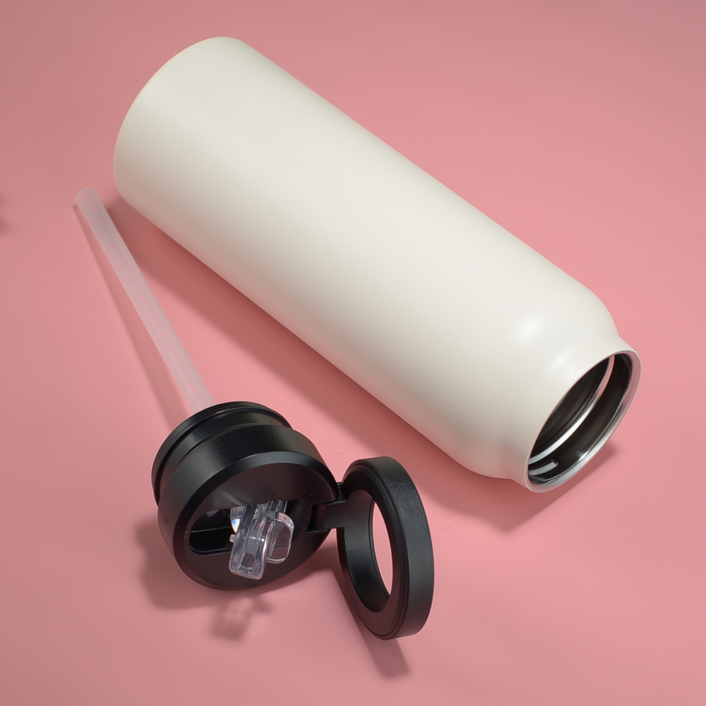 Stainless Steel Insulated Water Bottle with Integrated Magnetic Phone Stand - Beige (24oz) โ image 2