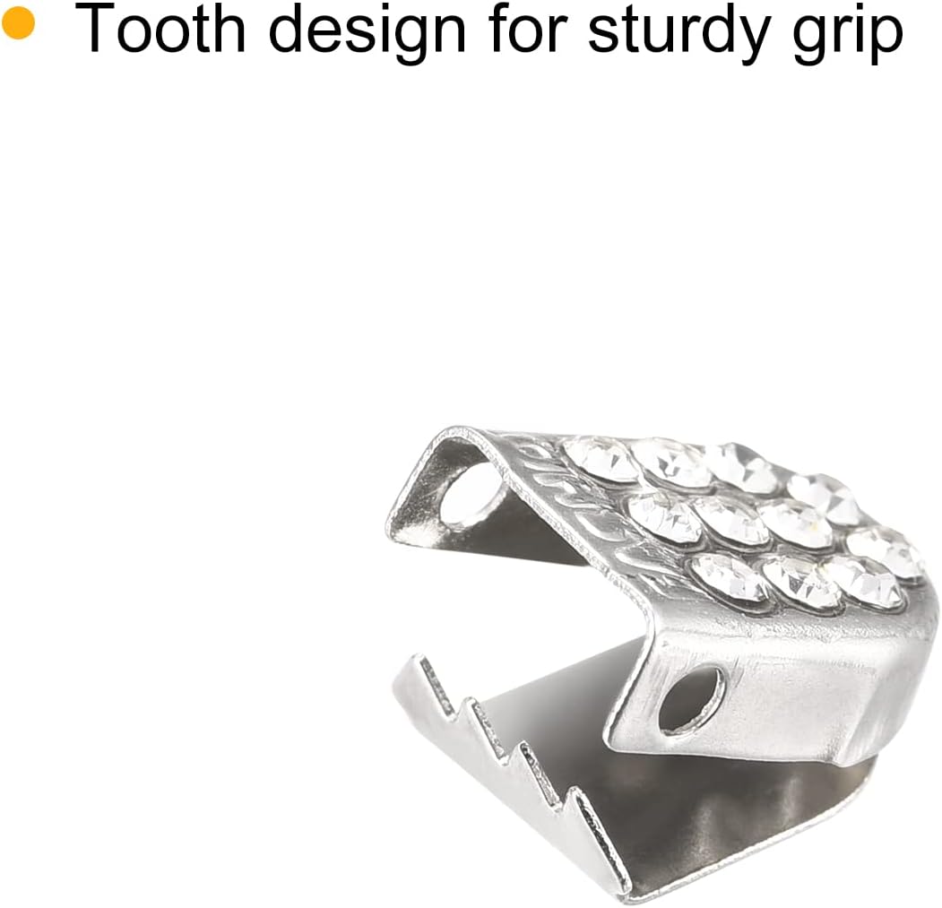 Shoelace End Clips 10x7mm Stainless Steel No Tie Shoe Lace Tips Head Bling Type, Silver Tone 30 Pcs โ image 4