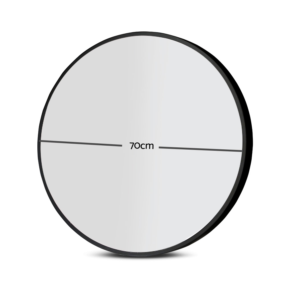 Embellir Wall Mirror Makeup 70cm Home Decor Framed Mirrors Bathroom Round Black — image 2