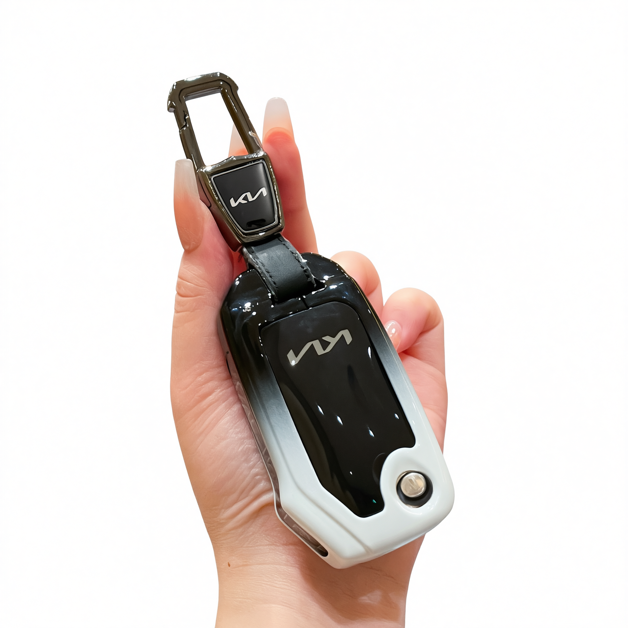 Kia Key Cover Fragrant Car Island H3 Gradient Black Standard H4 key gradient black and white single pack + metal buckle