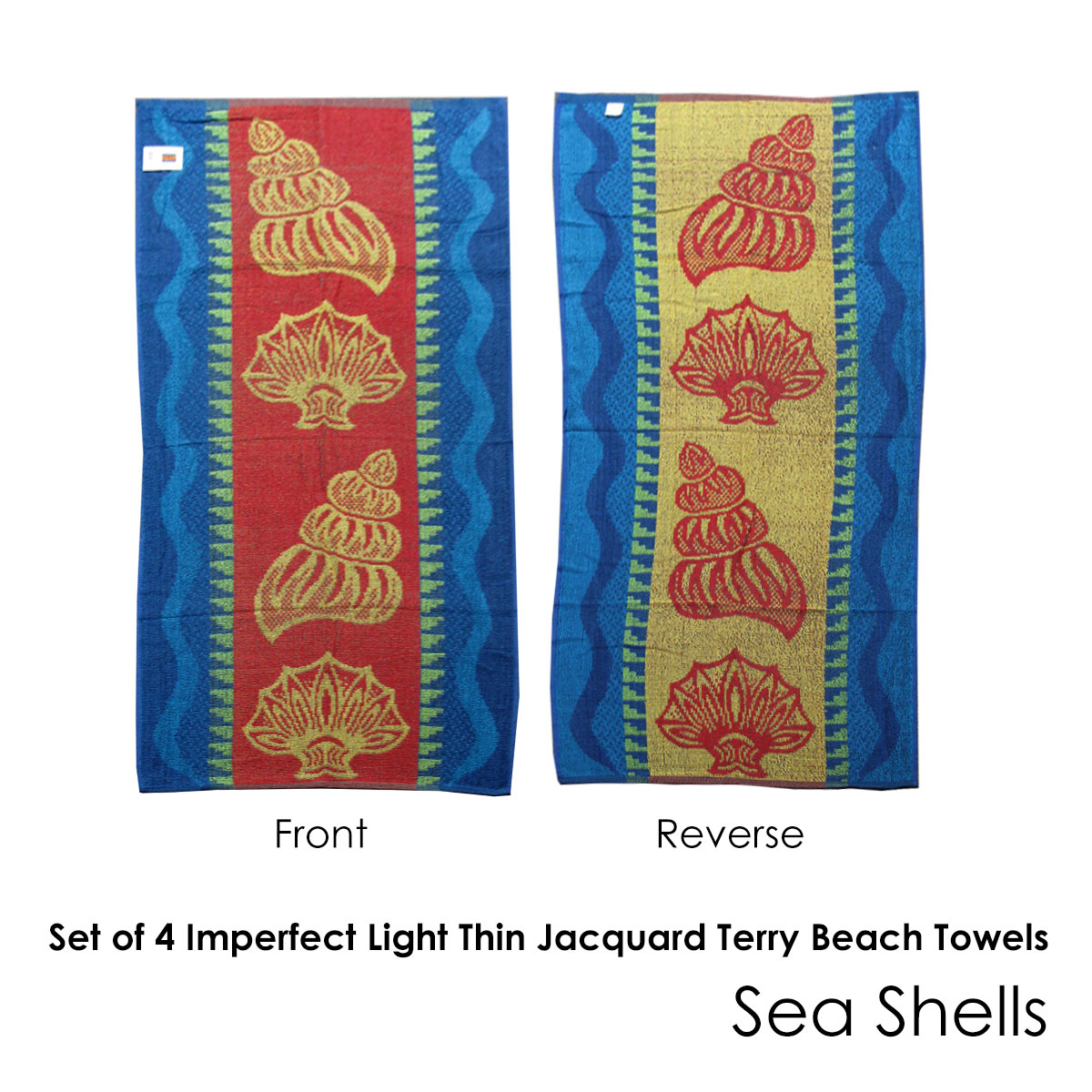 Set of 4 Imperfect Jacquard Terry Beach Towels Sea Shells — image 2