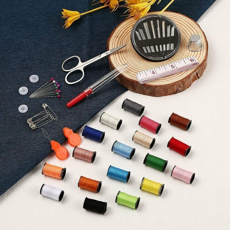 Mini Sewing Kit with 52 Sewing Accessories, 18 Thread Spools with Black Sewing Box for Beginners Kids Travelers Sewing Machine Adults Girls (Small) โ image 3