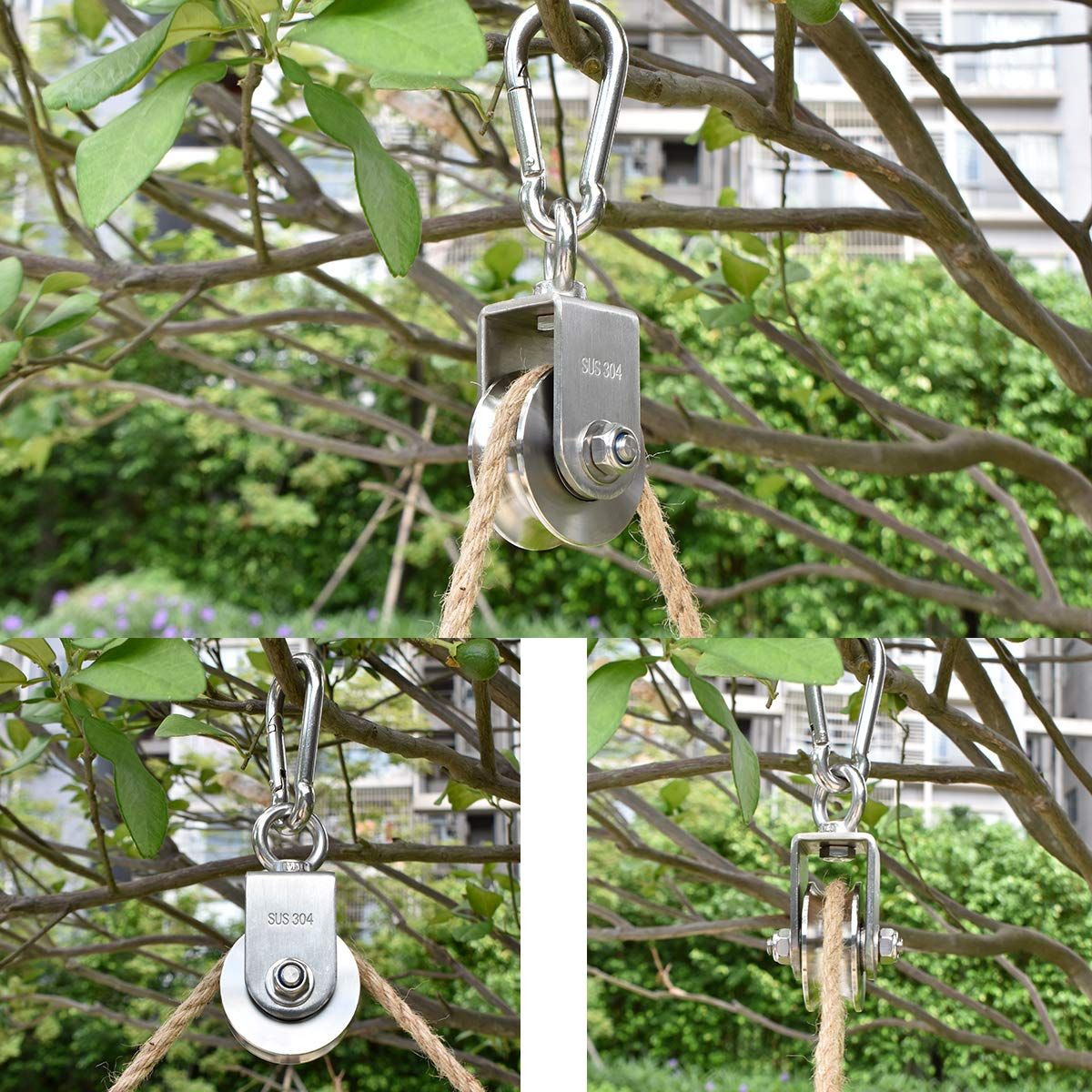 Pulley Wheel 304 Stainless Steel, U Type Duplex Bearing Rope Pulley Cable Pulley Roller for Pulley System, Gym Loading 400lbs — image 5