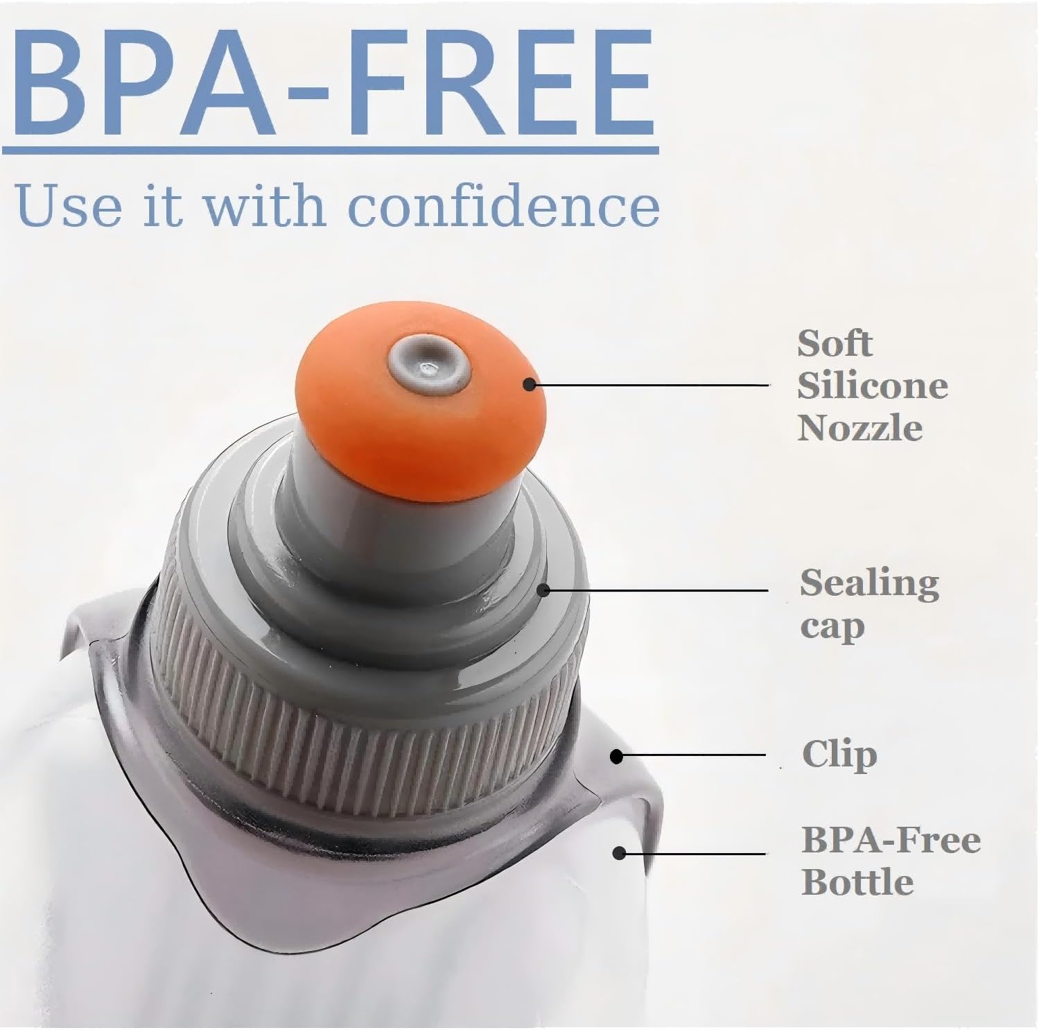 Water Bottle for Running No Bounce Water Bottle with Clip and Cover Cap,BPA-Free Plastic, 8.8oz (250ml) for — image 3